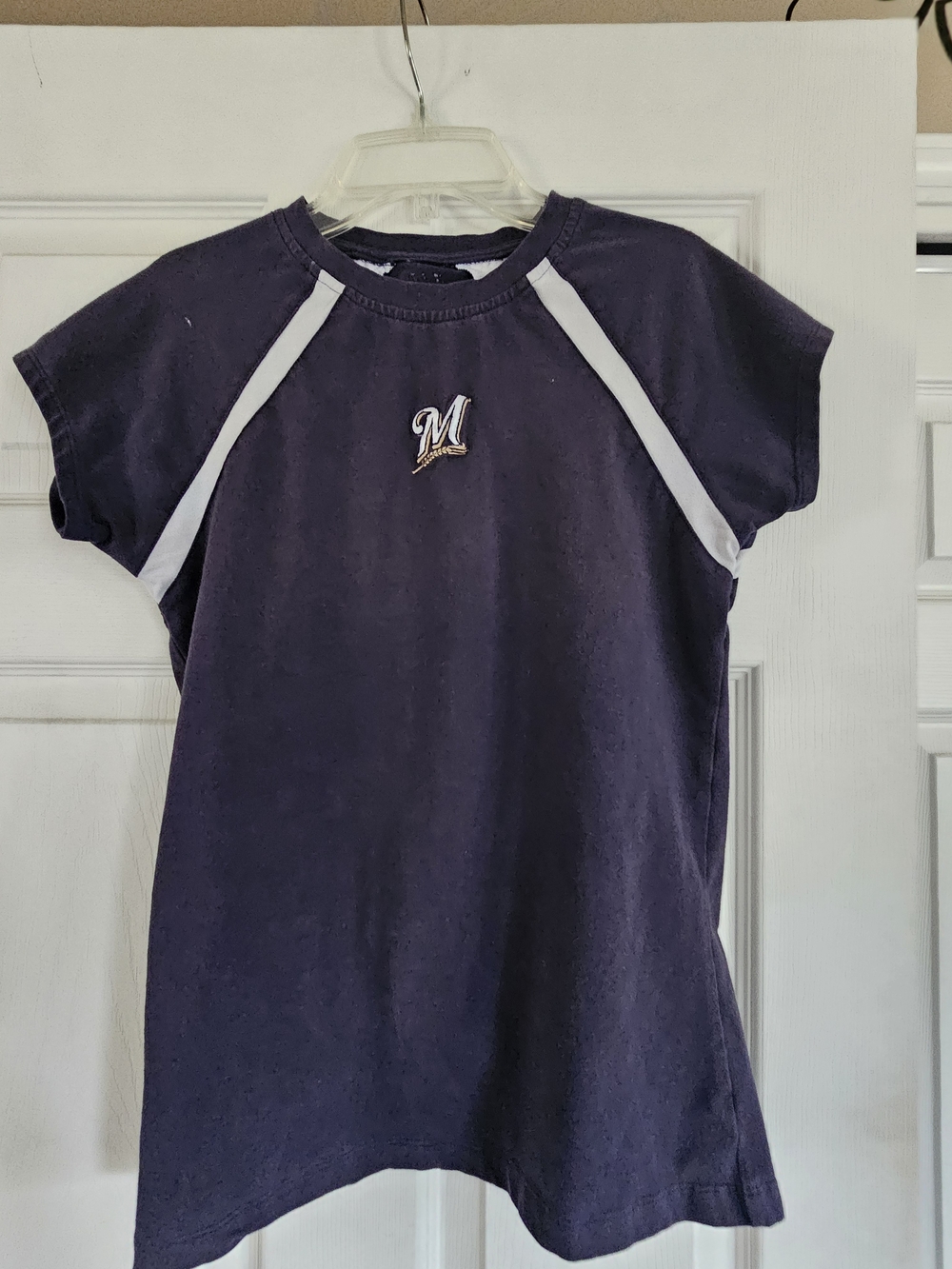 Brewers Navy Women's Raglan Sleeve Tee SMALL